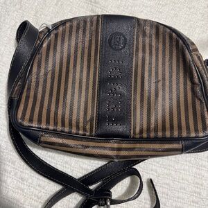 Project Fendi Striped Brown and Black Pequin Crossbody